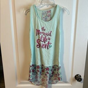 Disney Littler Mermaid Mint Green Tank Top with Floral Hem